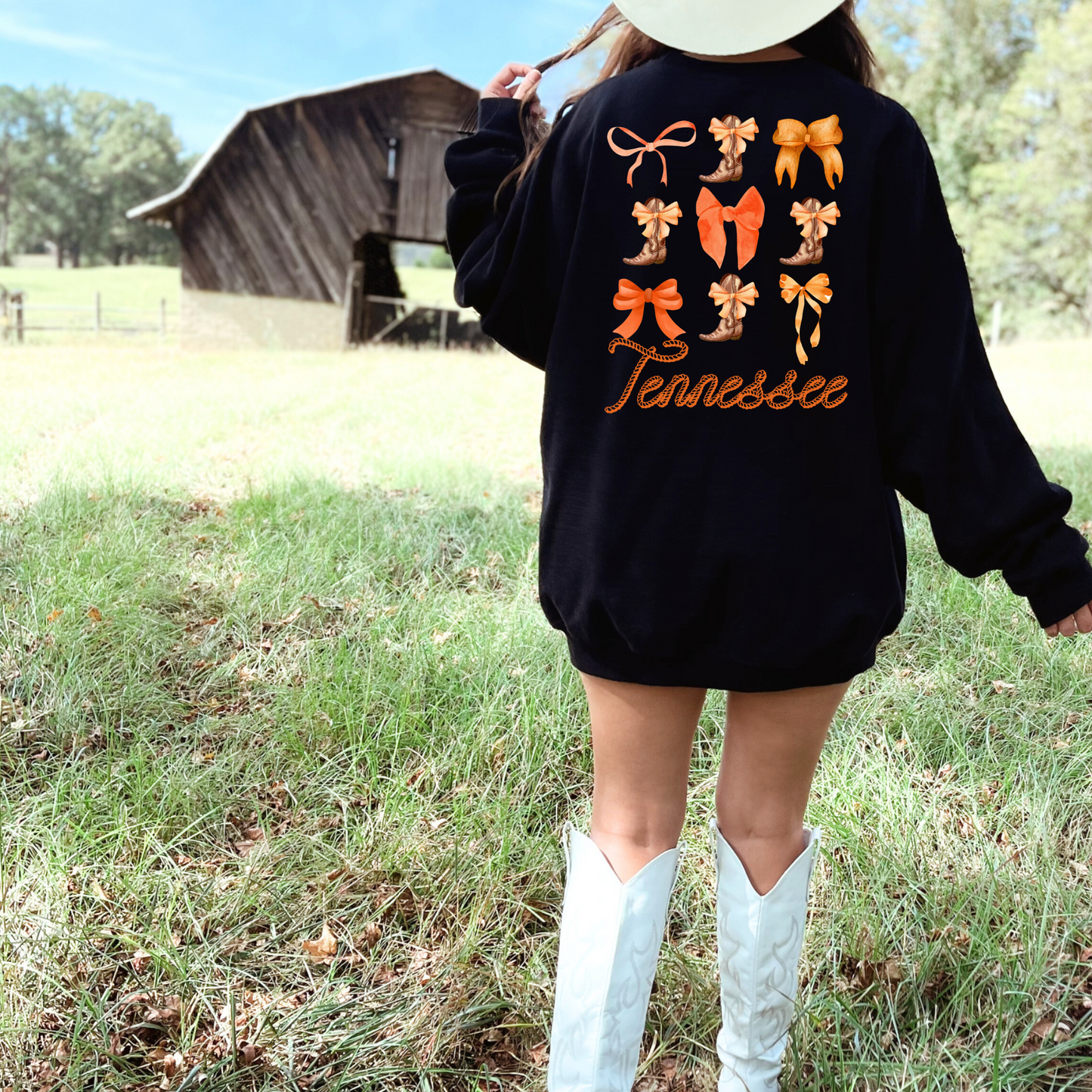 (shirt not included) Tennessee boots and Bows - Clear Film Transfer