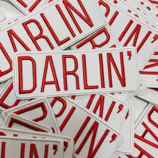 4" Darlin' in Red - Embroidered Hat Patch