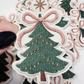 3" Christmas Tree w Bow -  Embroidered Hat Patch