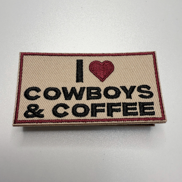 3" I Heart Cowboys &amp; COFFEE -  Embroidered Hat Patch