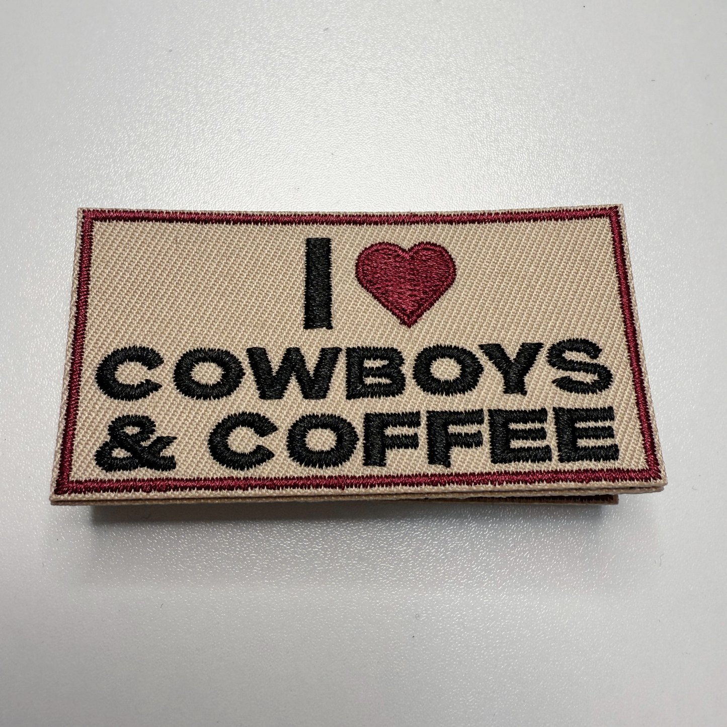 3" I Heart Cowboys & COFFEE -  Embroidered Hat Patch
