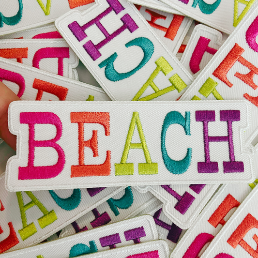 4" BEACH Multicolored - Embroidered Hat Patch