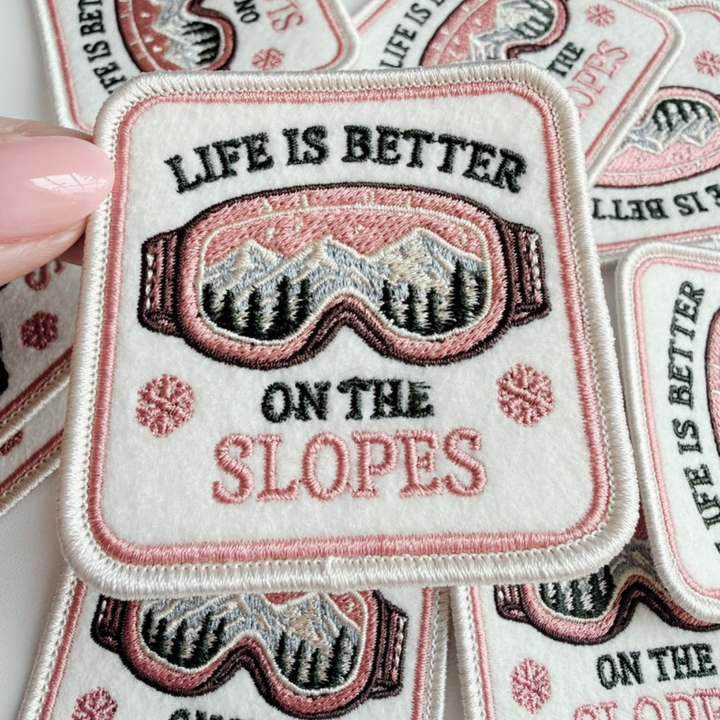 2.5" Life is Better on the Slopes -  Embroidered Hat Patch