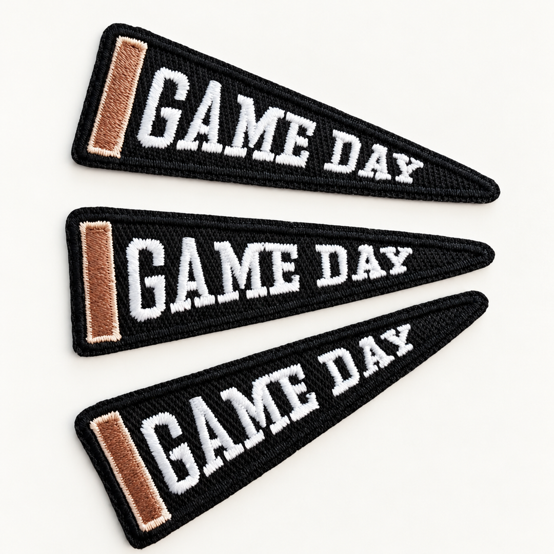 2.5"  GAME DAY Pennant Flag  -  Embroidered Hat Patch