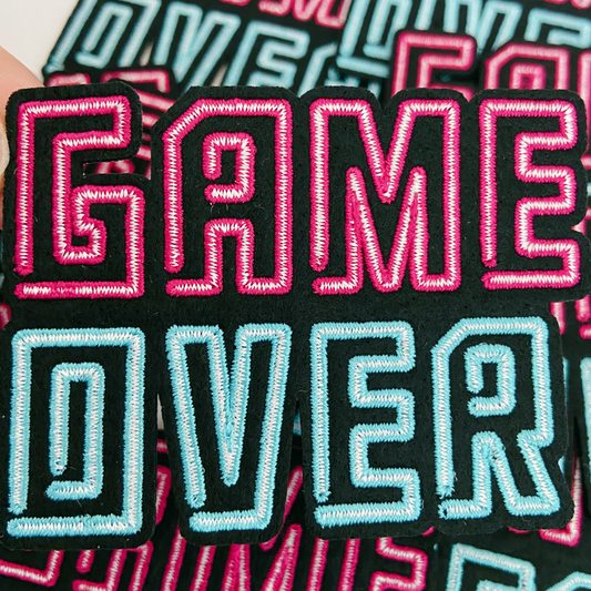 clearance - 3" Game Over -  Embroidered Hat Patch