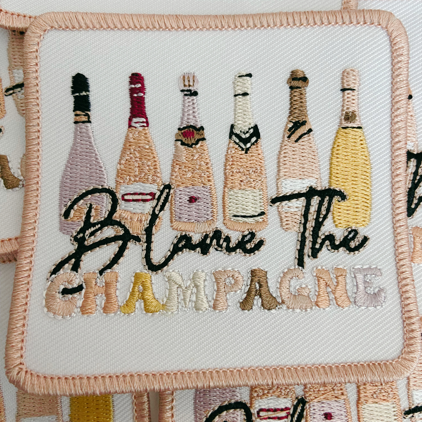 3" Blame the Champagne  -  Embroidered Hat Patch