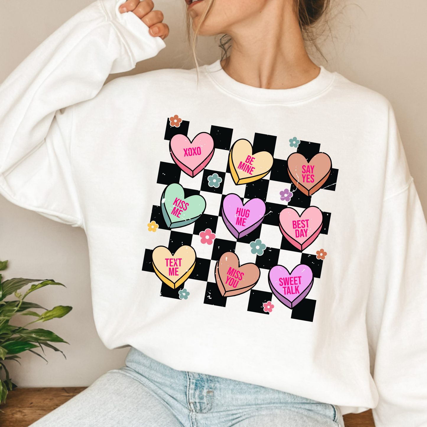 (Shirt not included) Candy Hearts -  Matte Clear Film Transfer