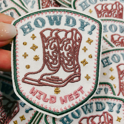 3"  Howdy Wild West -  Embroidered Hat Patch