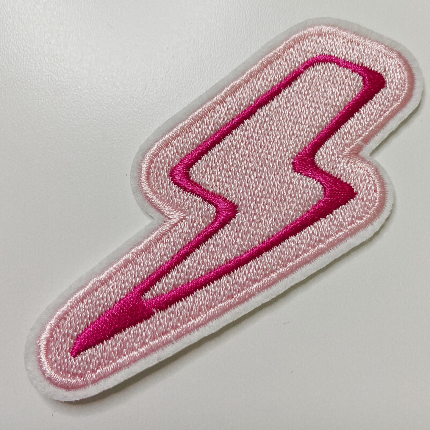 3.5” Pink Lightning Bolt-  Embroidered Hat Patch