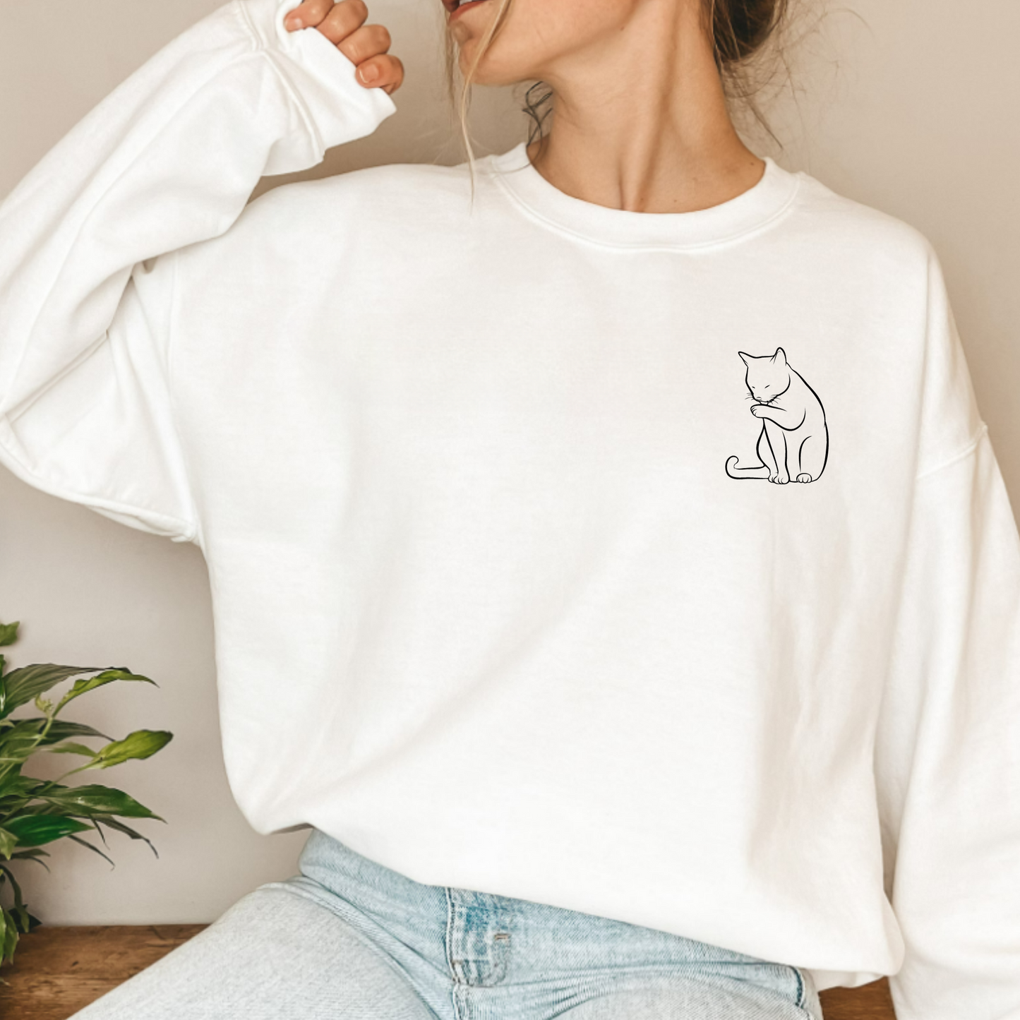 (Shirt not included) Cat Silhouette POCKET - Clear Film Transfer