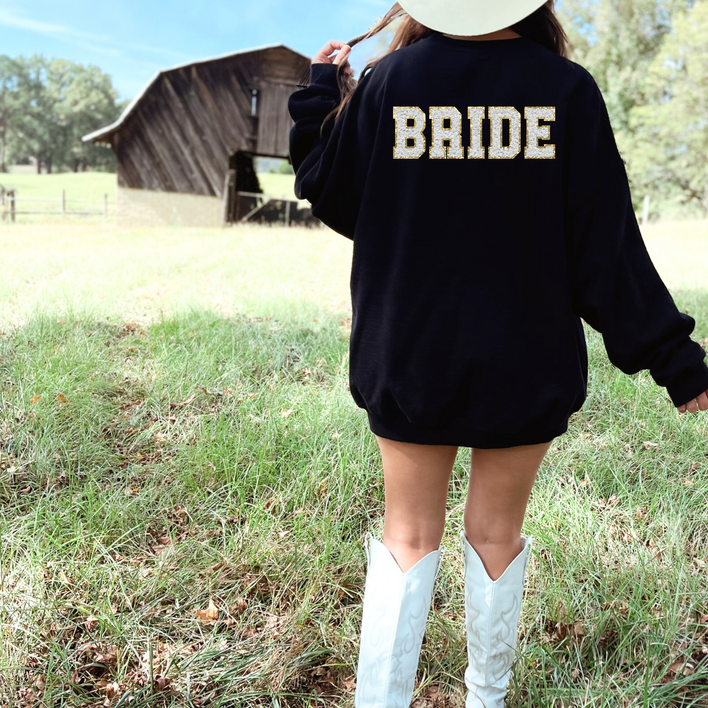 (shirt not included) Faux Chenille BRIDE - Clear Film Transfer