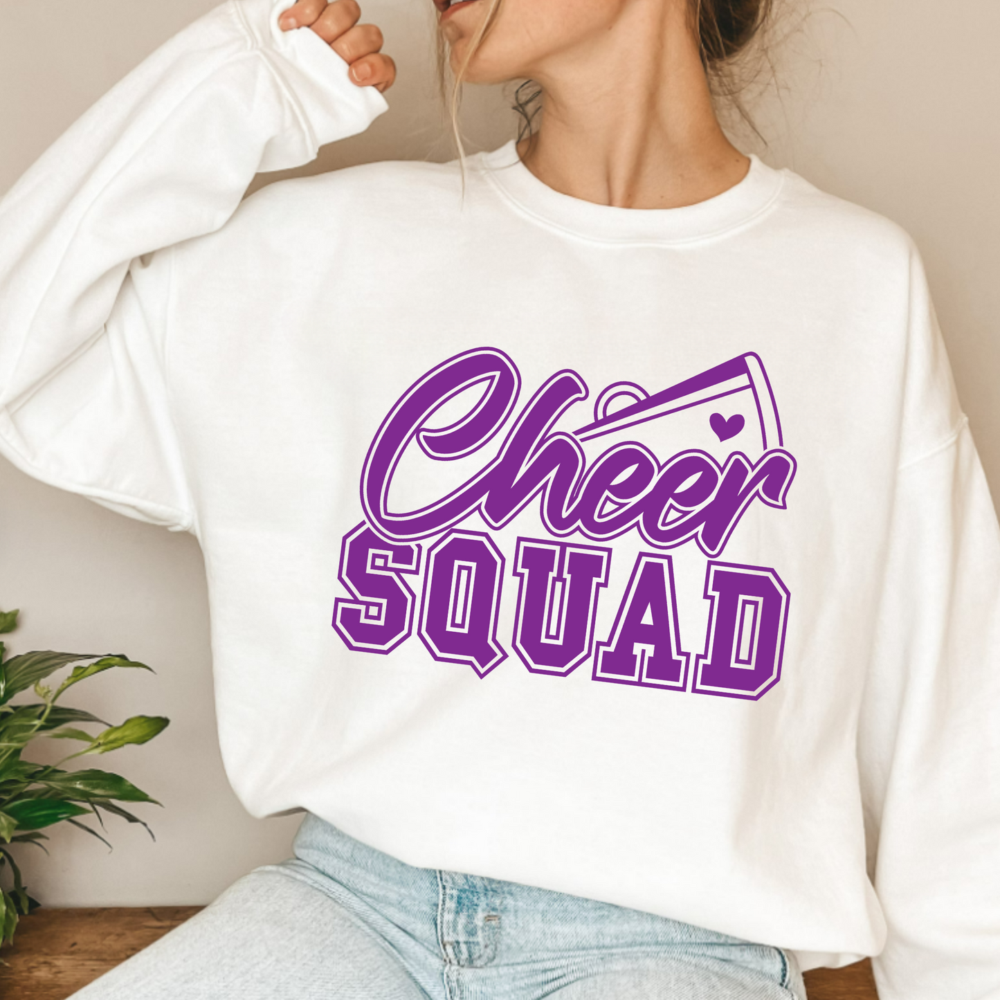 (shirt not included) CHEER Squad  in Metallic Amethyst-  Screen print Transfer