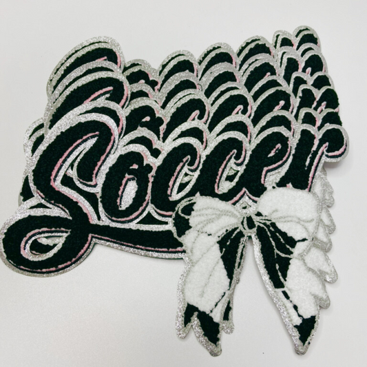 Soccer with Bow  - Chenille Patch