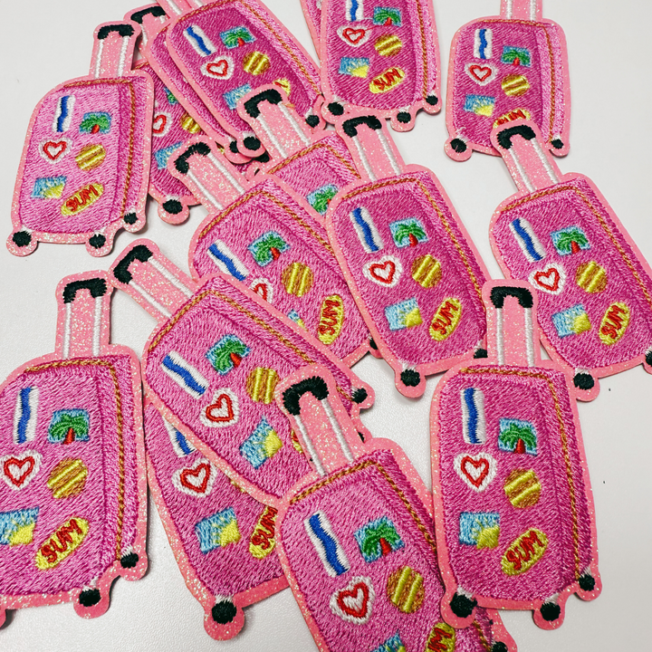 3" Suitcase pink -  Embroidered Hat Patch