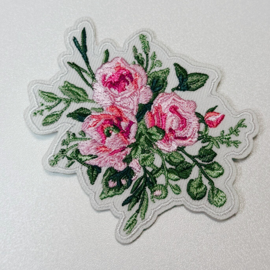 3" Floral iron on Patch  -  Embroidered Hat Patch