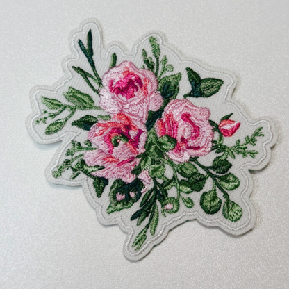 3" Floral iron on Patch  -  Embroidered Hat Patch