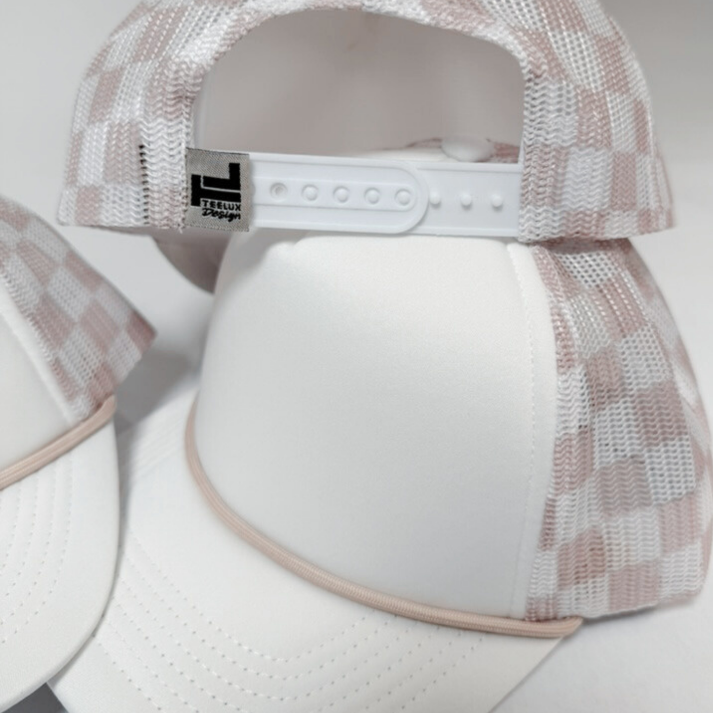 TEELUX - TRUCKER HAT BLANK - Beige Neutral Checkered