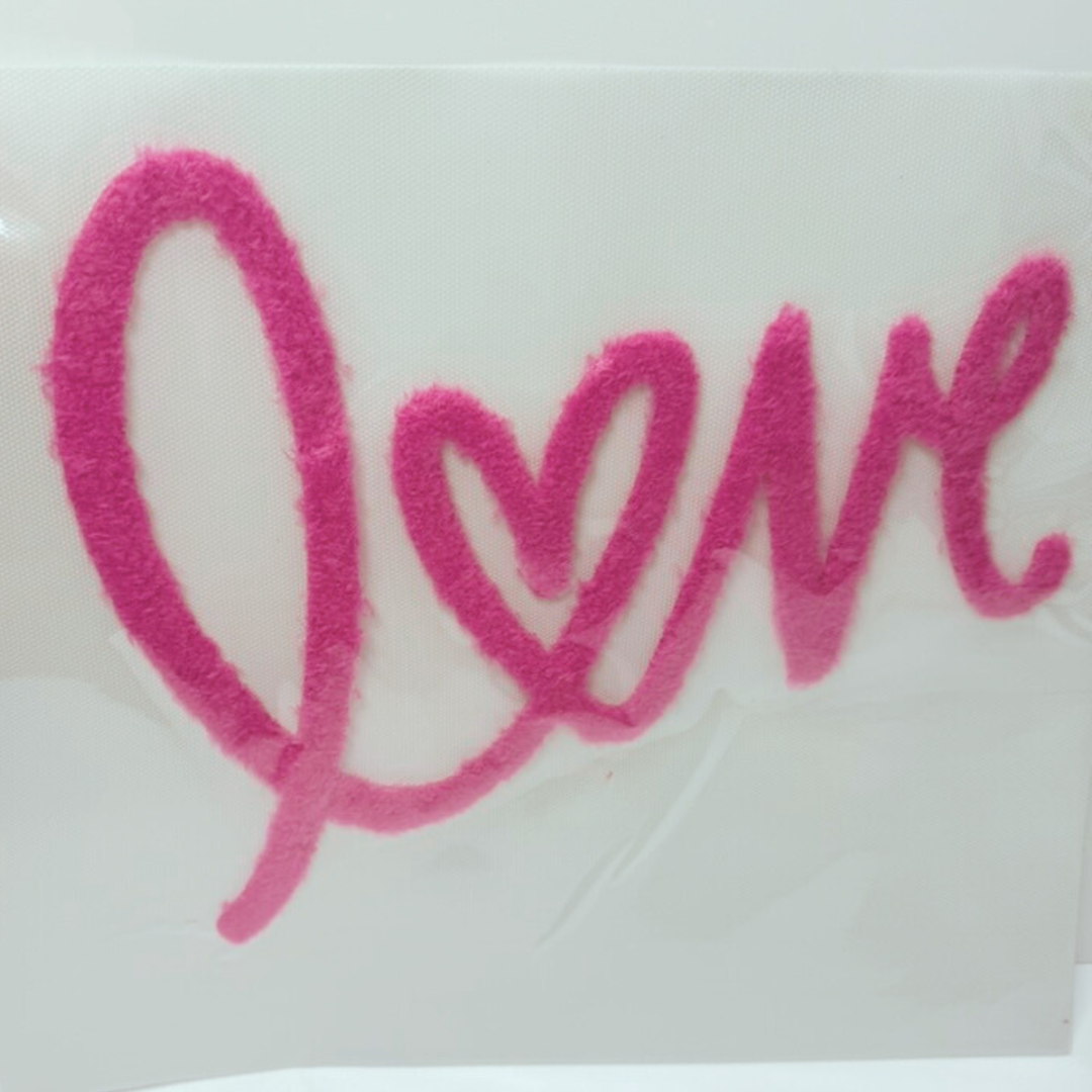 11" Love Script - Fuzzy Patch / Transfer ( COLD PEEL)