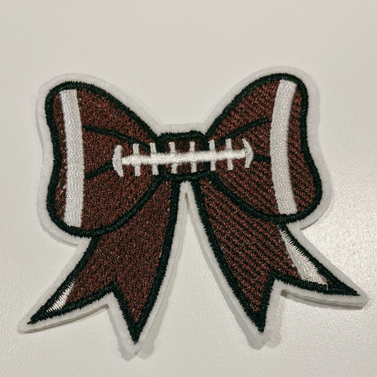 3” Football Bow -  Embroidered Hat Patch (larger version)