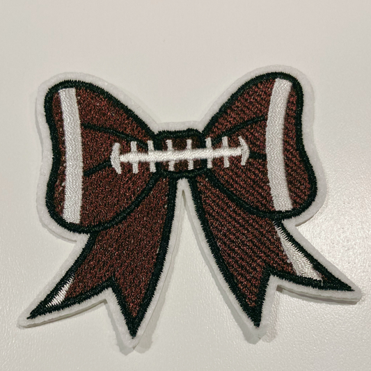 3” Football Bow - Embroidered Hat Patch (larger version)