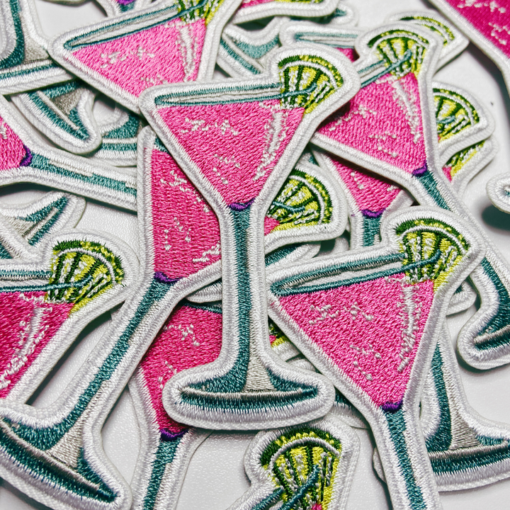 3"  Pink Cocktail  - Embroidered Hat Patch