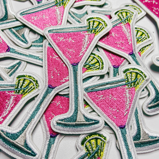 3" Pink Cocktail - Embroidered Hat Patch