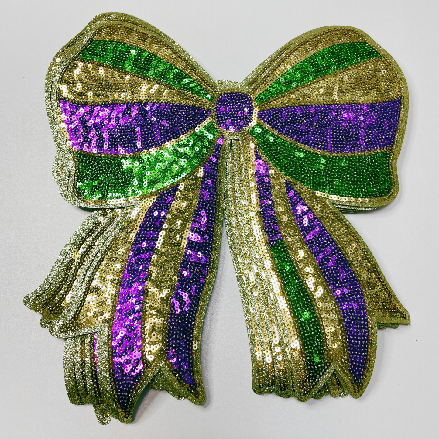 10" x 10.5” Mardi Gras Bow - Sequin Patch