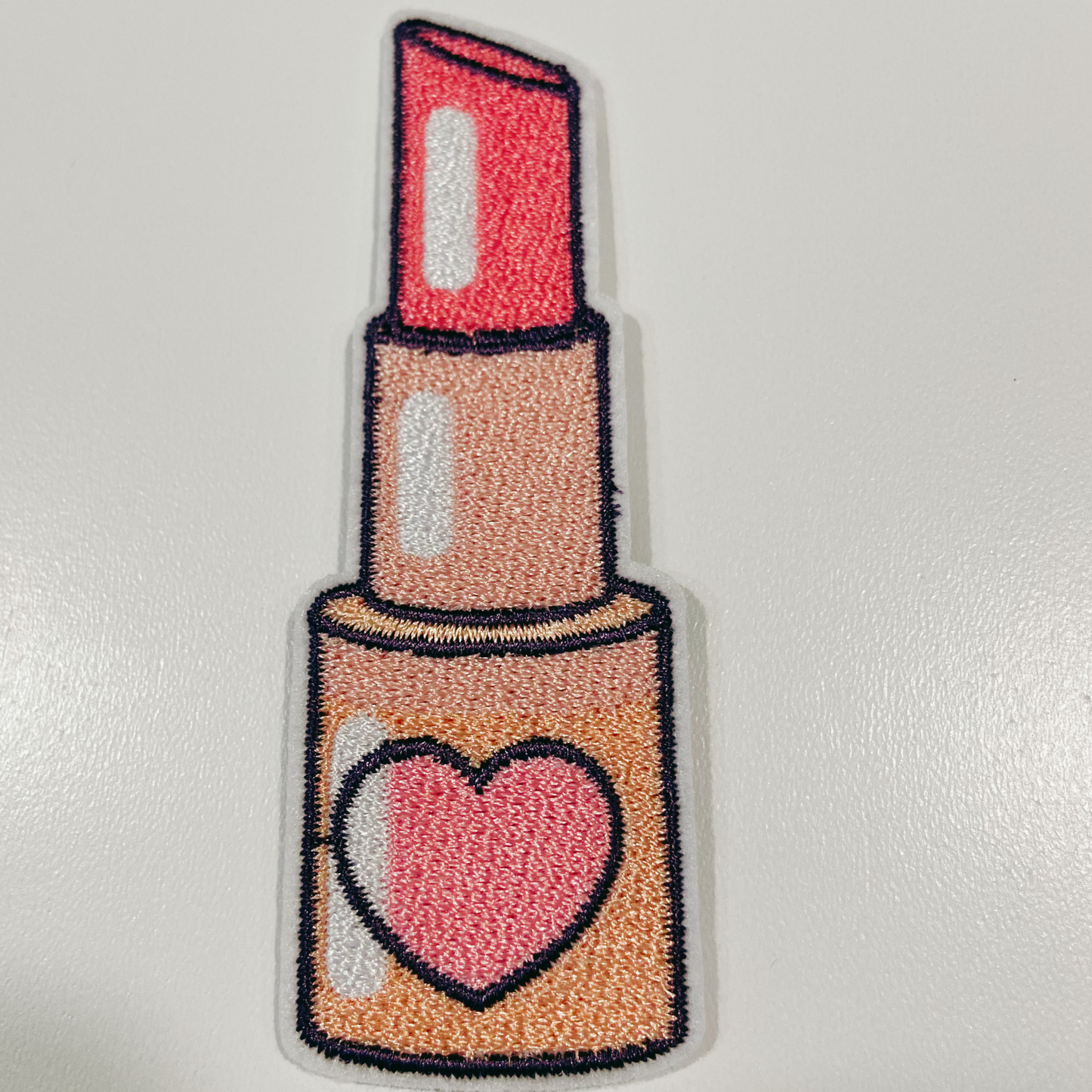 3.5” Pink Lipstick  -  Embroidered Hat Patch