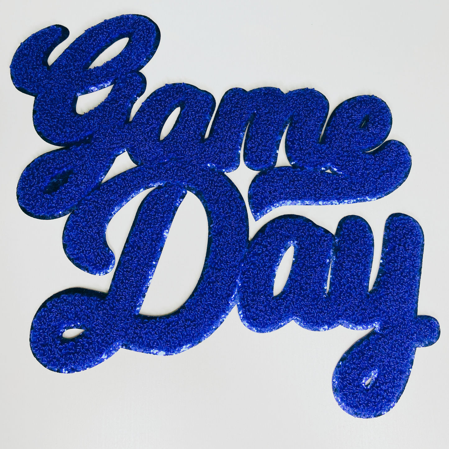 11” GAME DAY script in Navy Blue - Chenille Patch