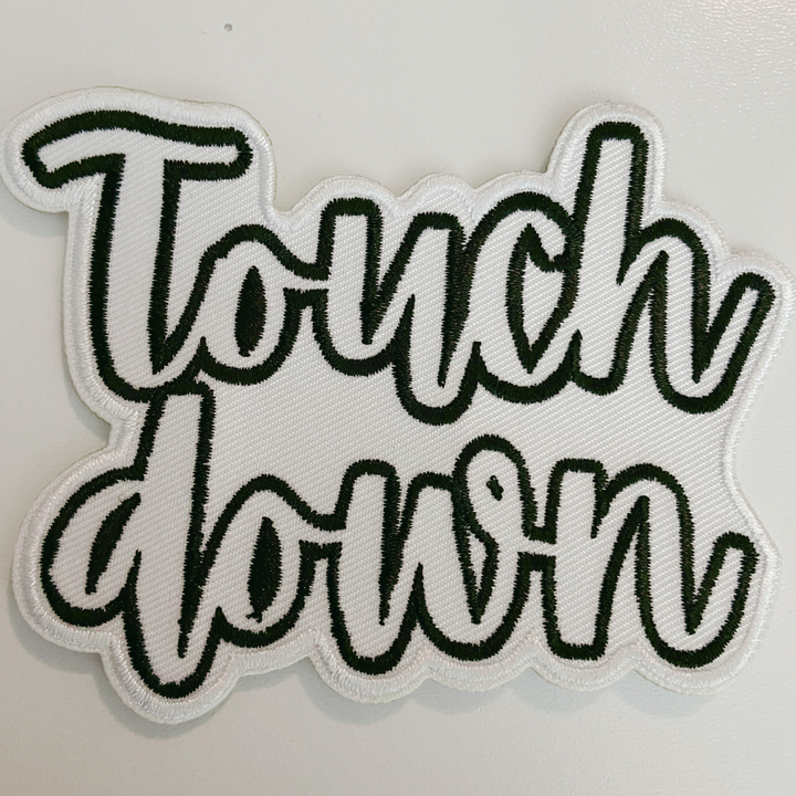 3.5" Touchdown White &amp; Brown -  Embroidered Hat Patch