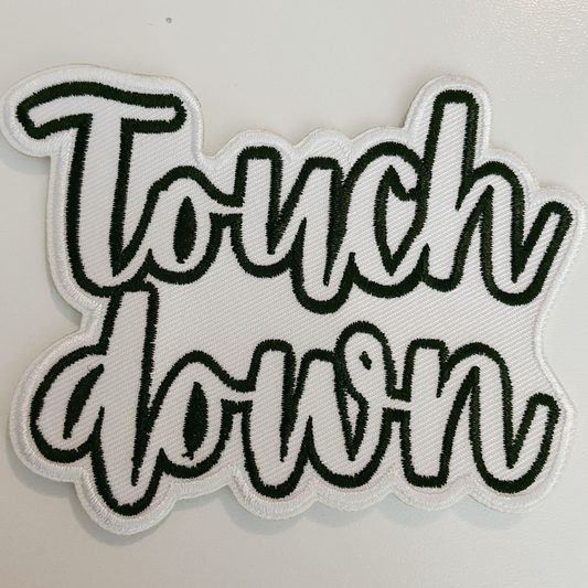 3.5" Touchdown White & Brown -  Embroidered Hat Patch