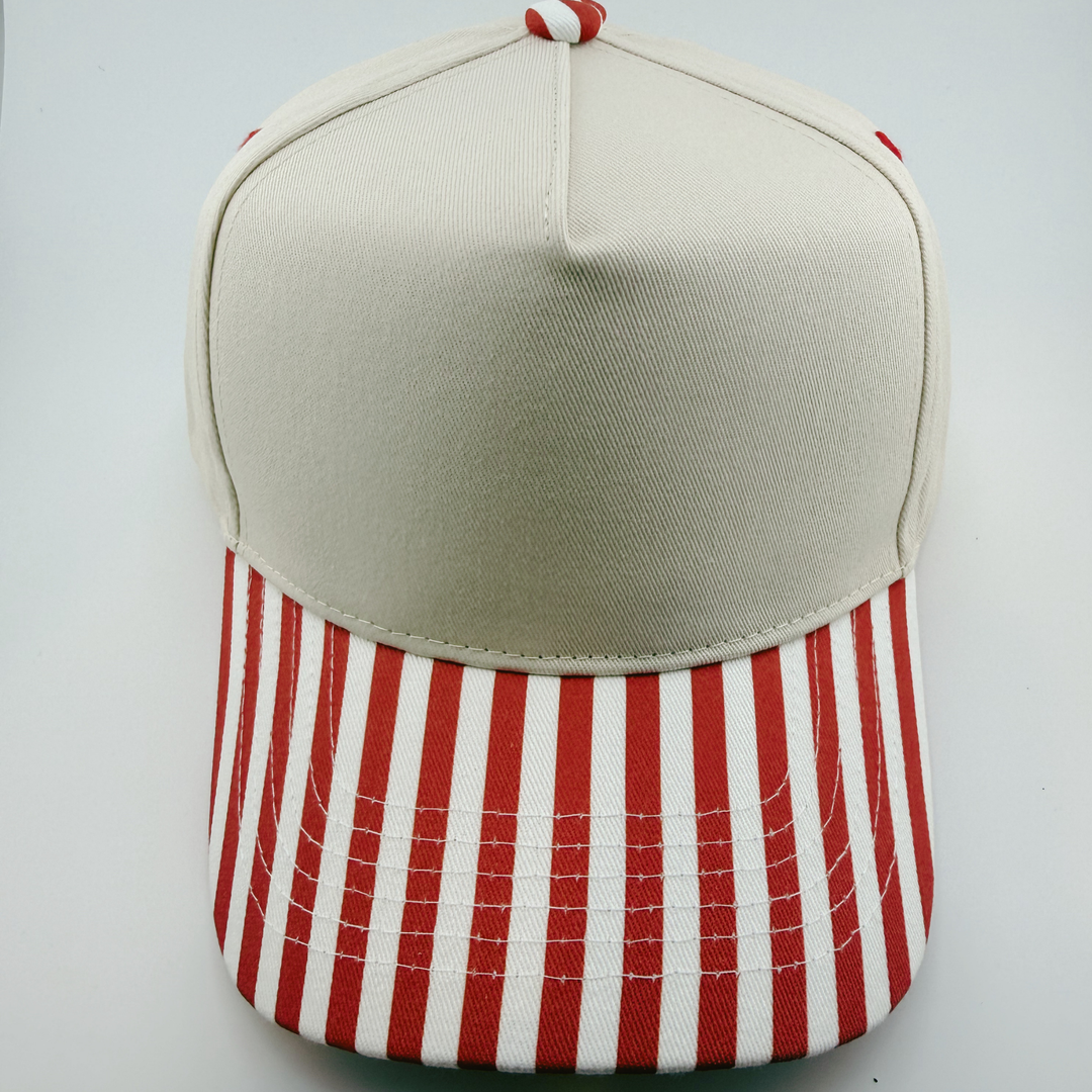 TEELUX - Cotton Structured Hat Blank -  SNAP BACK - RED / WHITE STRIPES
