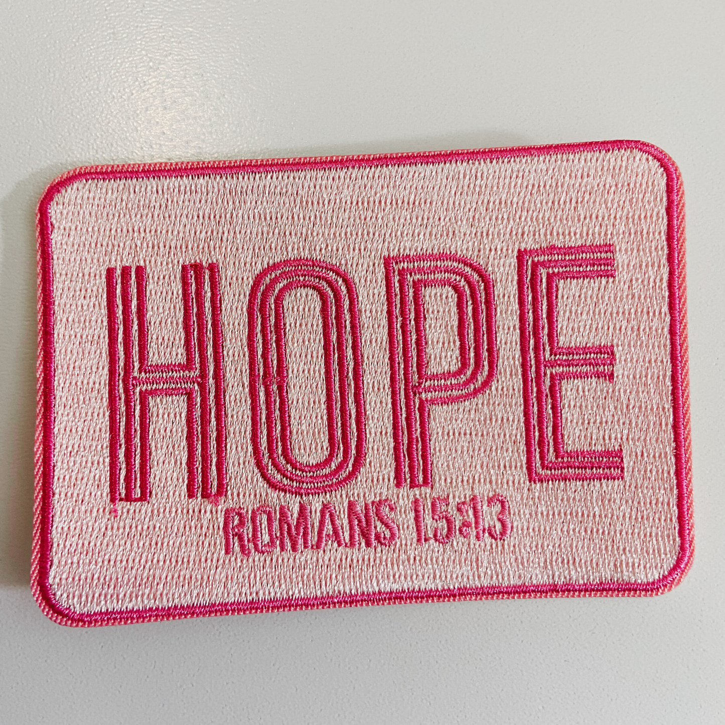 3.5" HOPE Romans 15:13  -  Embroidered Hat Patch