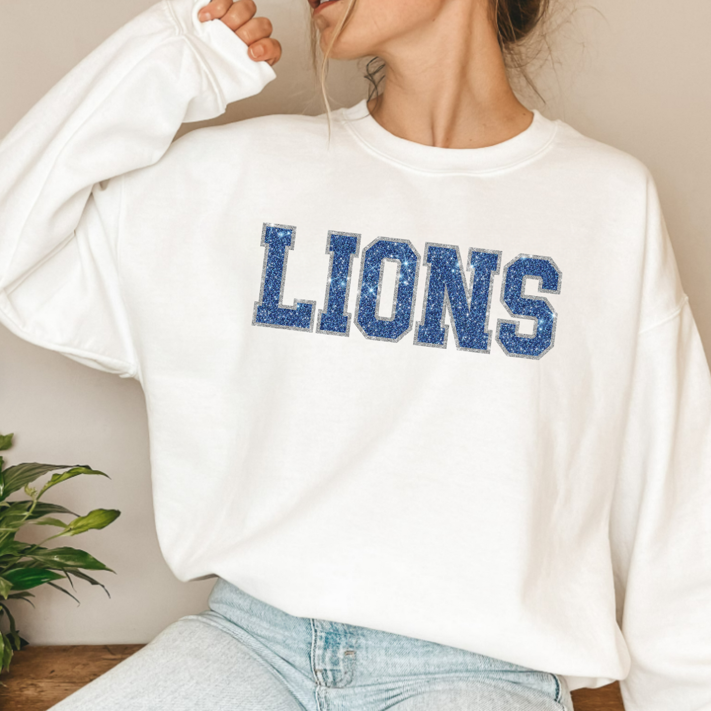 (Shirt not included) Faux Sequin LIONS- Clear Film Transfer