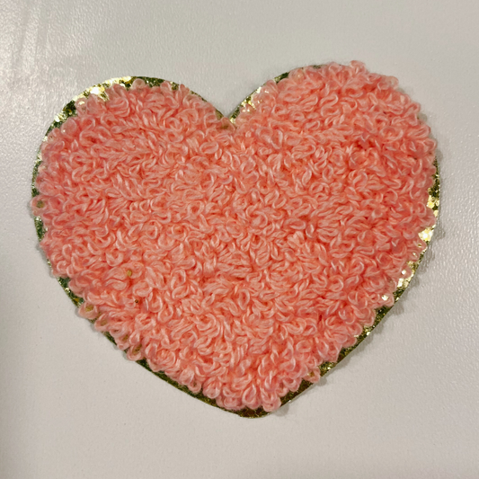 Chenille Heart 2.5" -  Light Pink or Hot Pink HAT patch