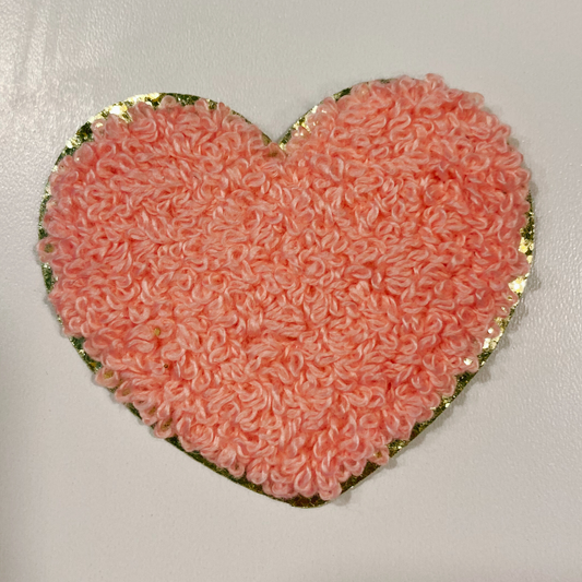 Chenille Heart 2.5" - Light Pink or Hot Pink HAT patch