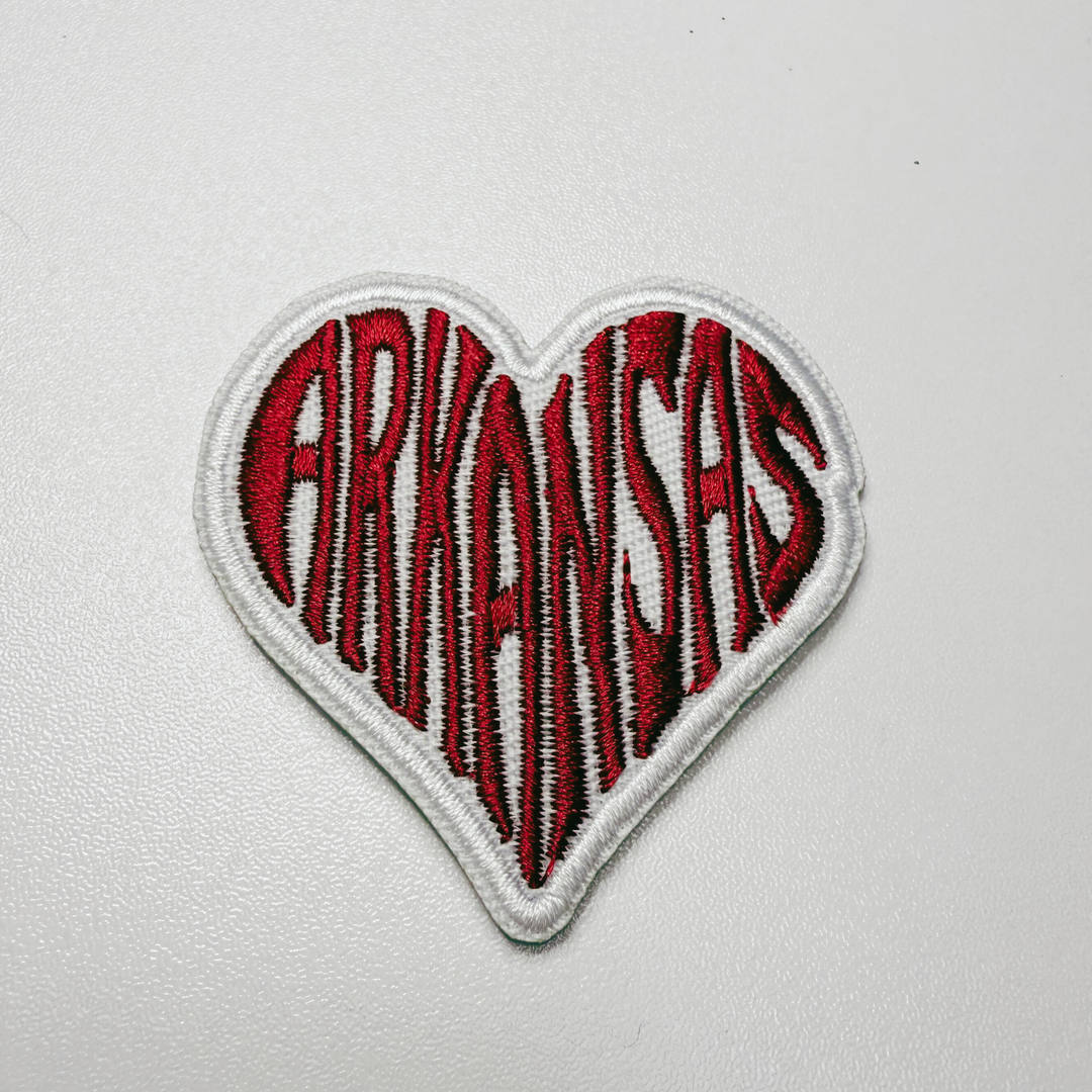 2" Arkansas Heart -  Embroidered Hat Patch