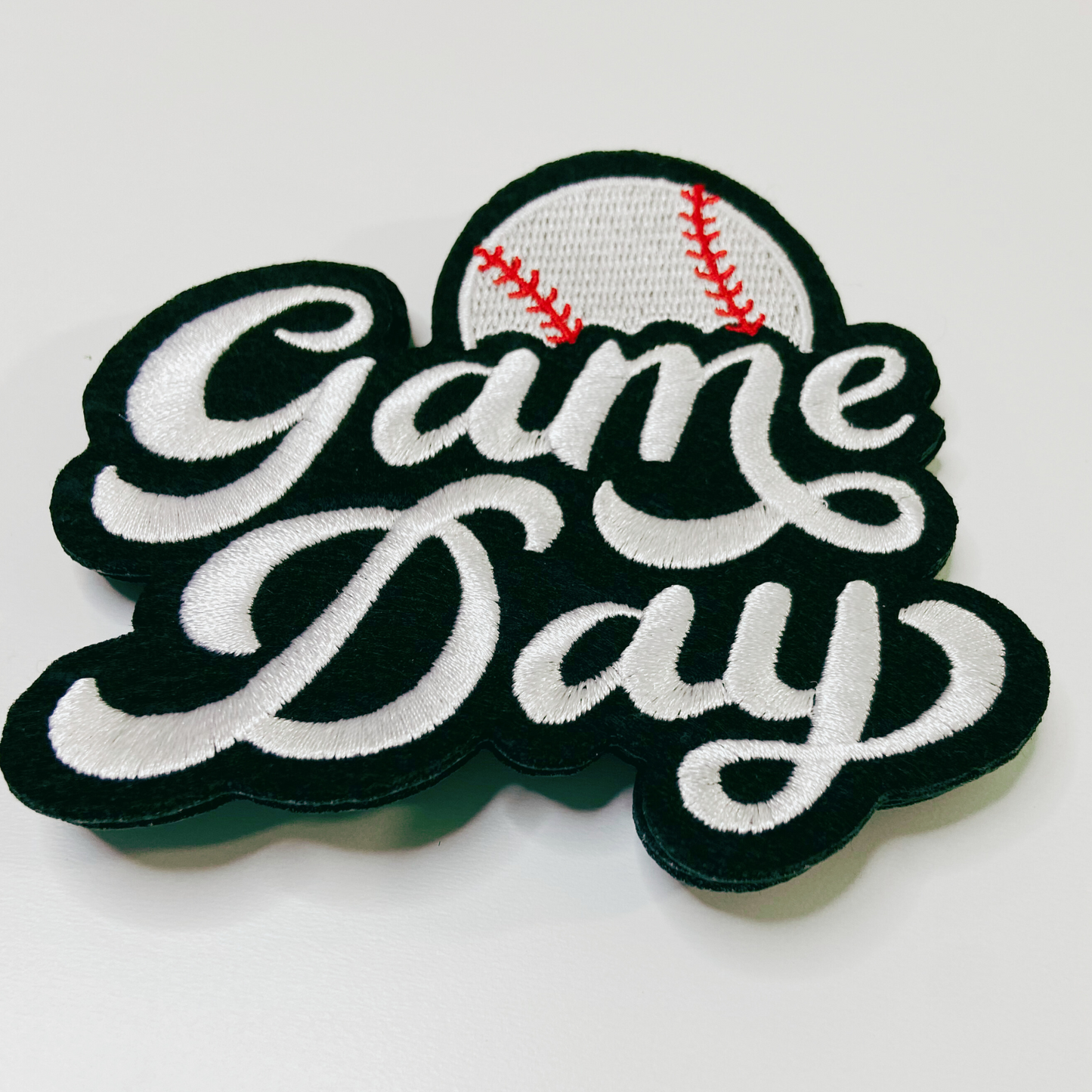 GAME DAY Baseball  -4" Embroidered Patch in White & Black