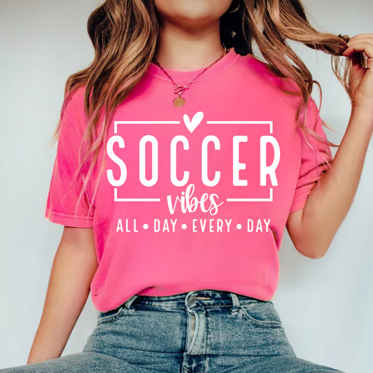 (Shirt not included) Soccer Vibes - in WHITE- Screen print Transfer