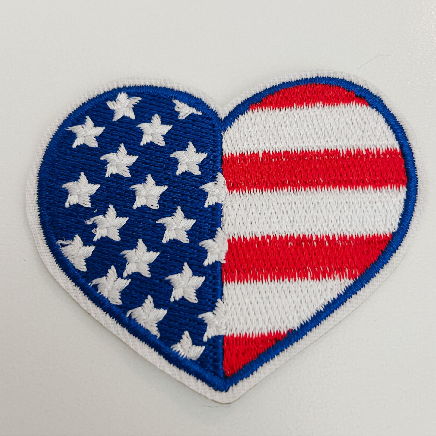 2" Heart Stars & Flag -  Embroidered Hat Patch