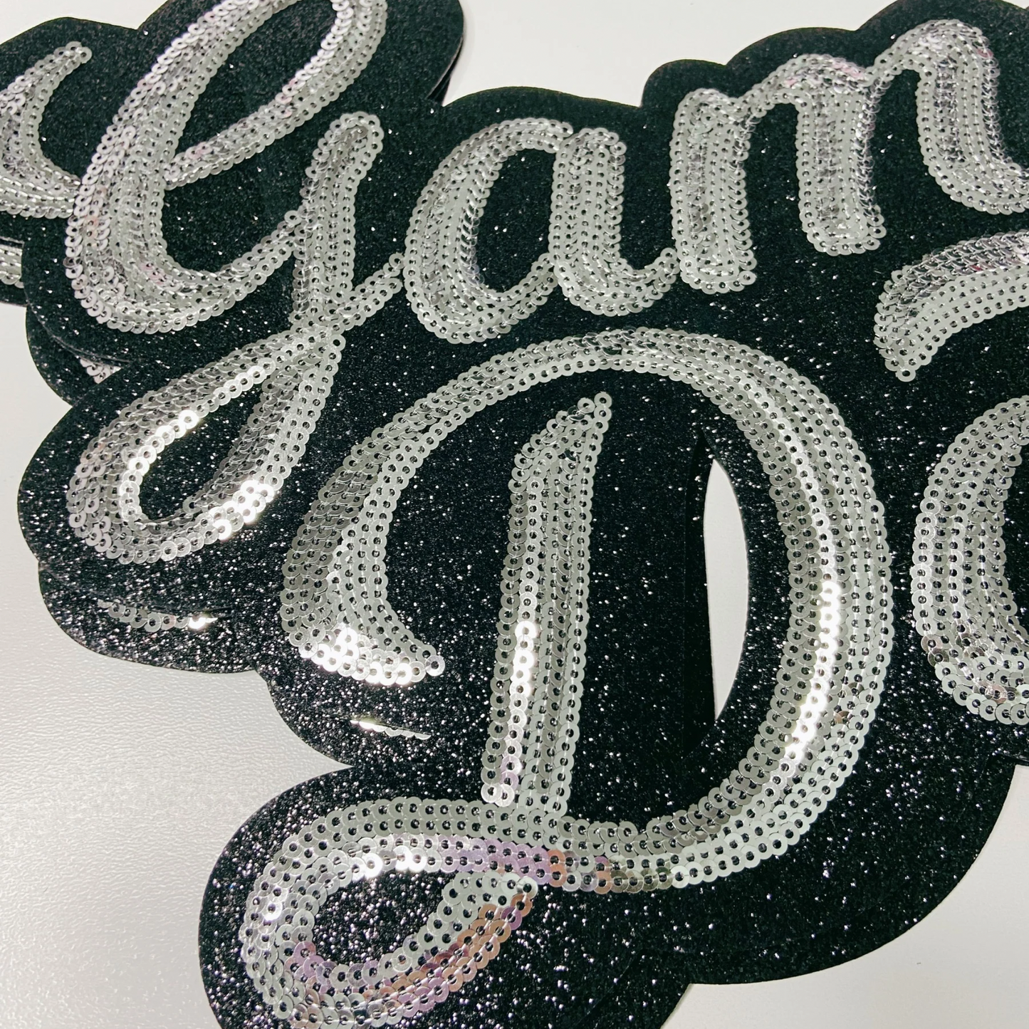 11” GAME DAY script in SILVER - SEQUIN Patch