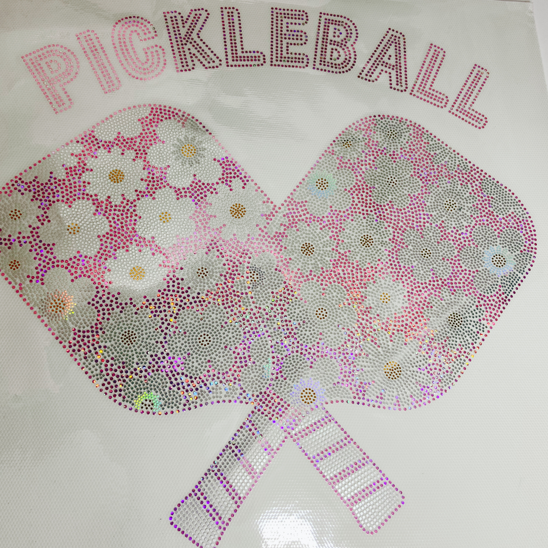 4" spangle Pickleball w flowers - COLD PEEL  - Perfect for Hats