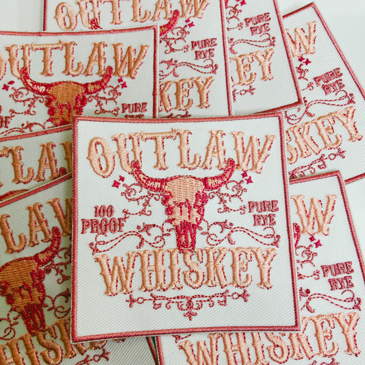 3" Outlaw Whiskey - Embroidered Hat Patch