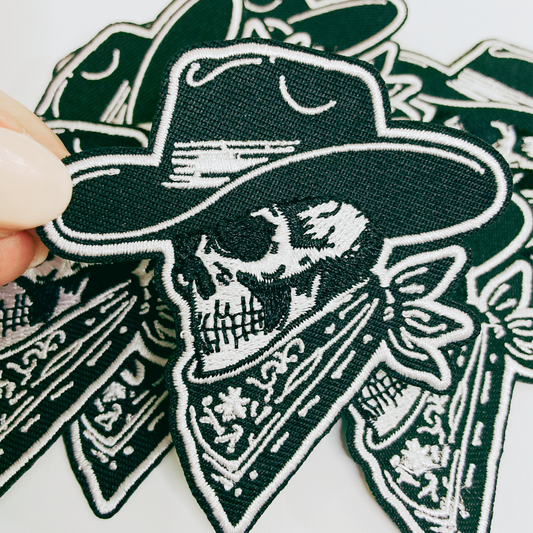 3" Cowboy Skelly  -  Embroidered Hat Patch