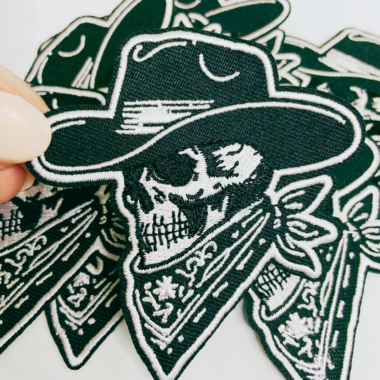 3" Cowboy Skelly - Embroidered Hat Patch