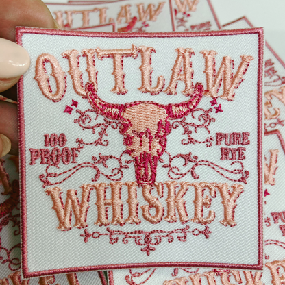 3" Outlaw Whiskey -  Embroidered Hat Patch