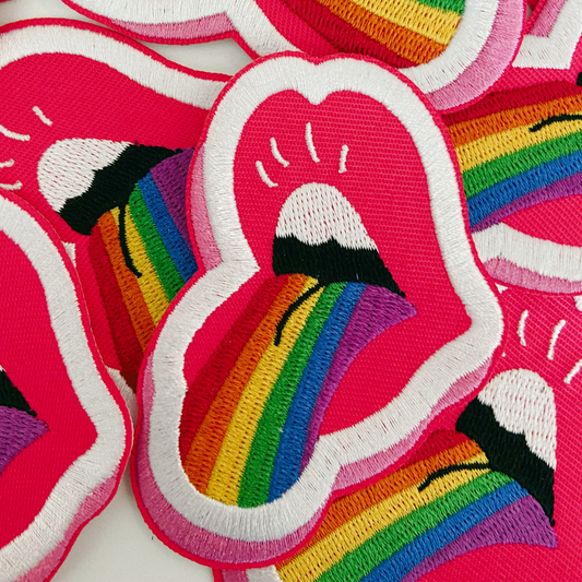 3" Rainbow Tongue -  Embroidered Hat Patch