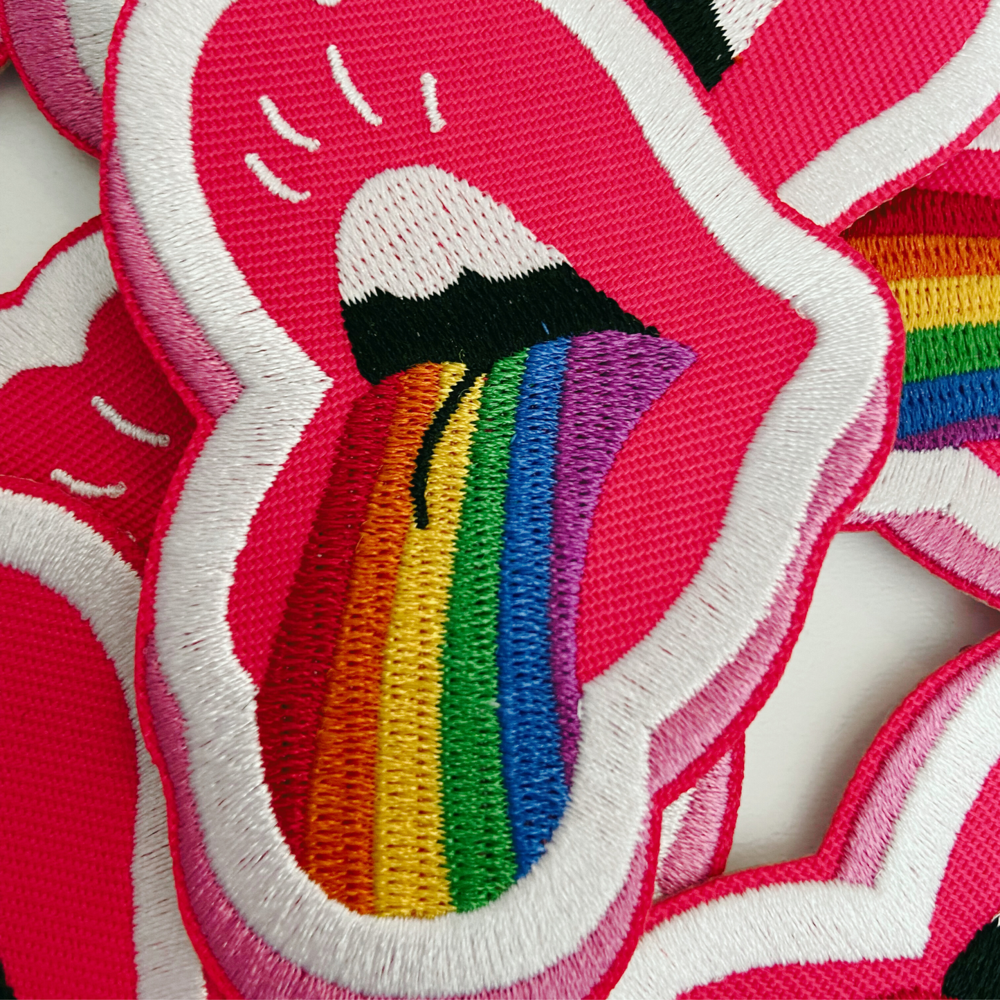 3" Rainbow Tongue -  Embroidered Hat Patch