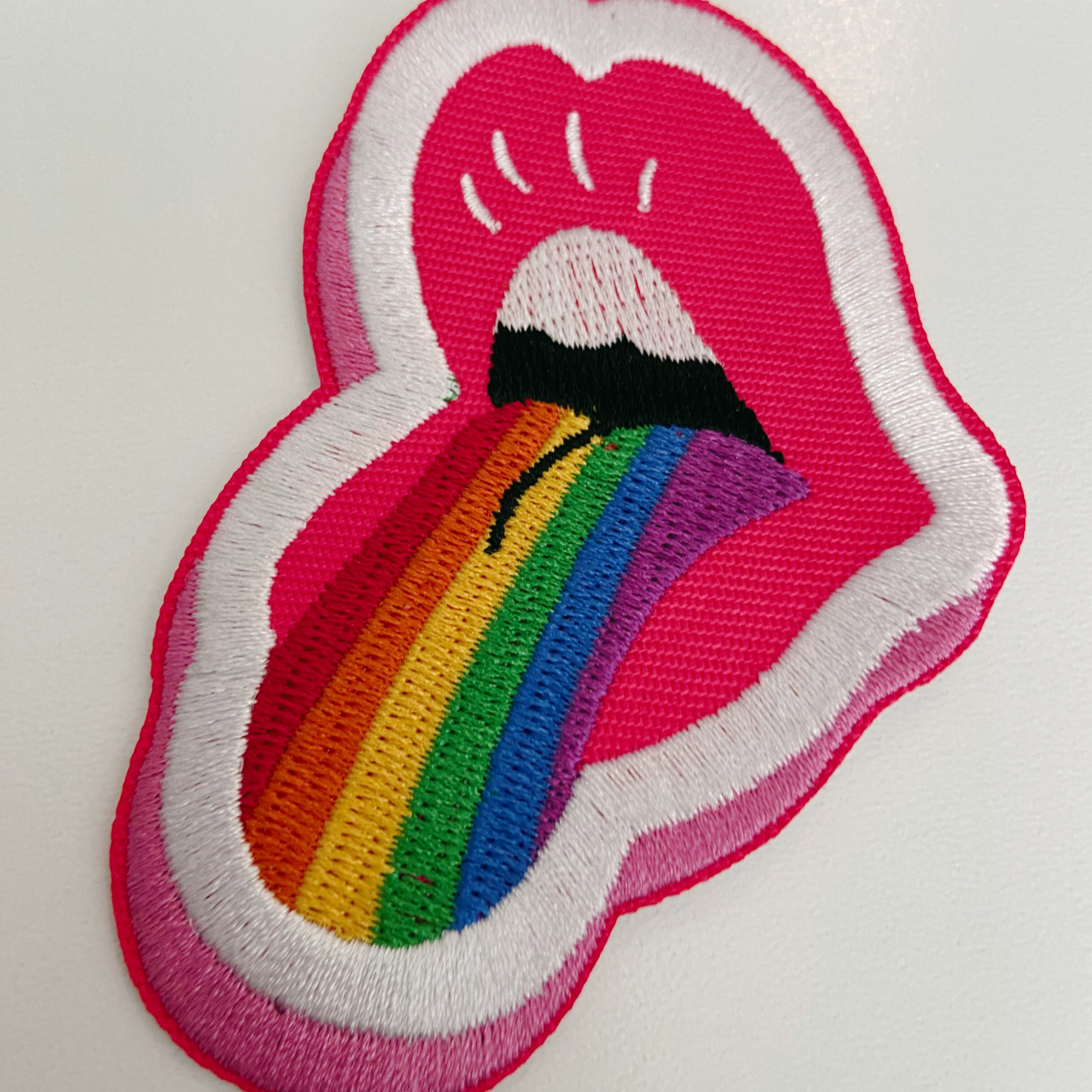 3" Rainbow Tongue -  Embroidered Hat Patch