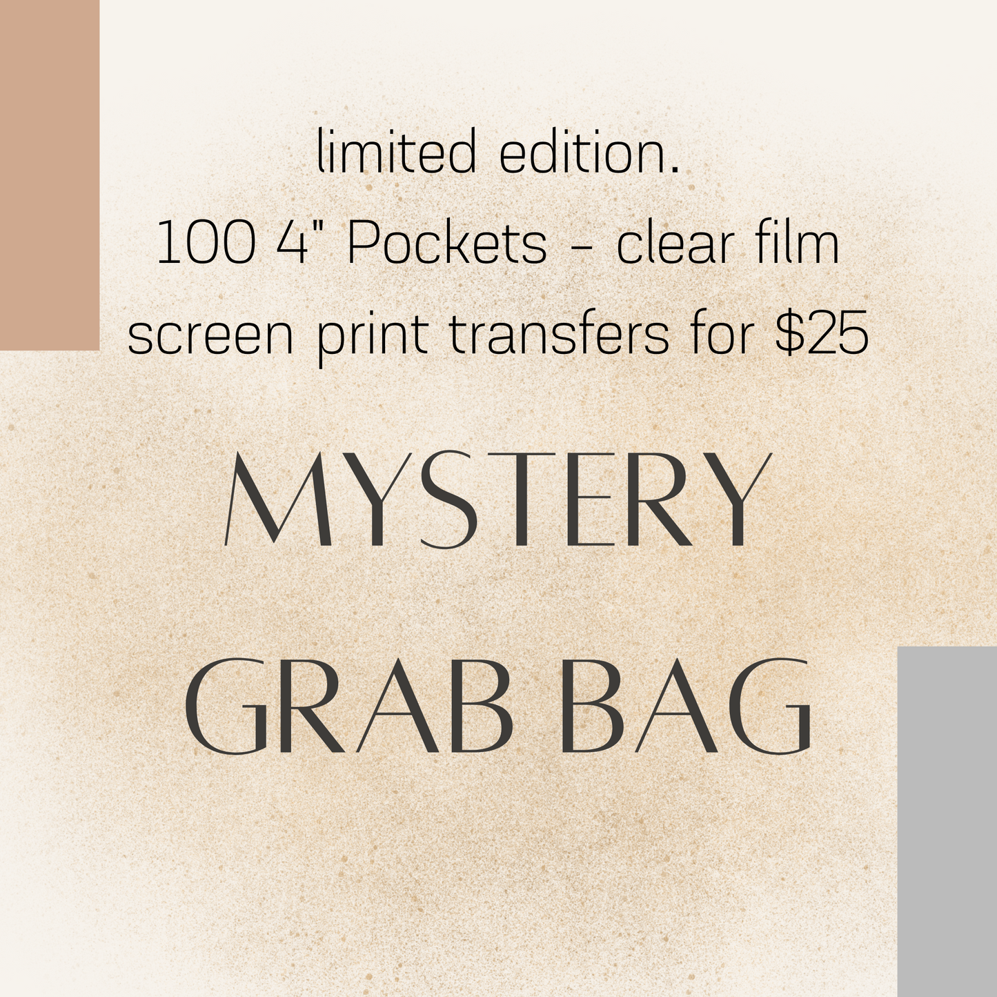 POCKETS Grab Bag  -  100 Pocket Clear Film screen print Transfers